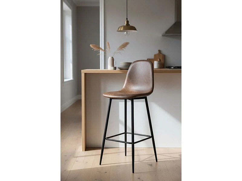 Taburetes Cocina - Taburete Veki Polipiel Vintage - Marrón Chocolate