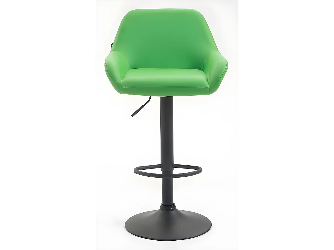 Conjunto de 2 taburetes de bar modernos y cómodos en piel sintética color verde con patas forma trompeta de metal negro TDB10220