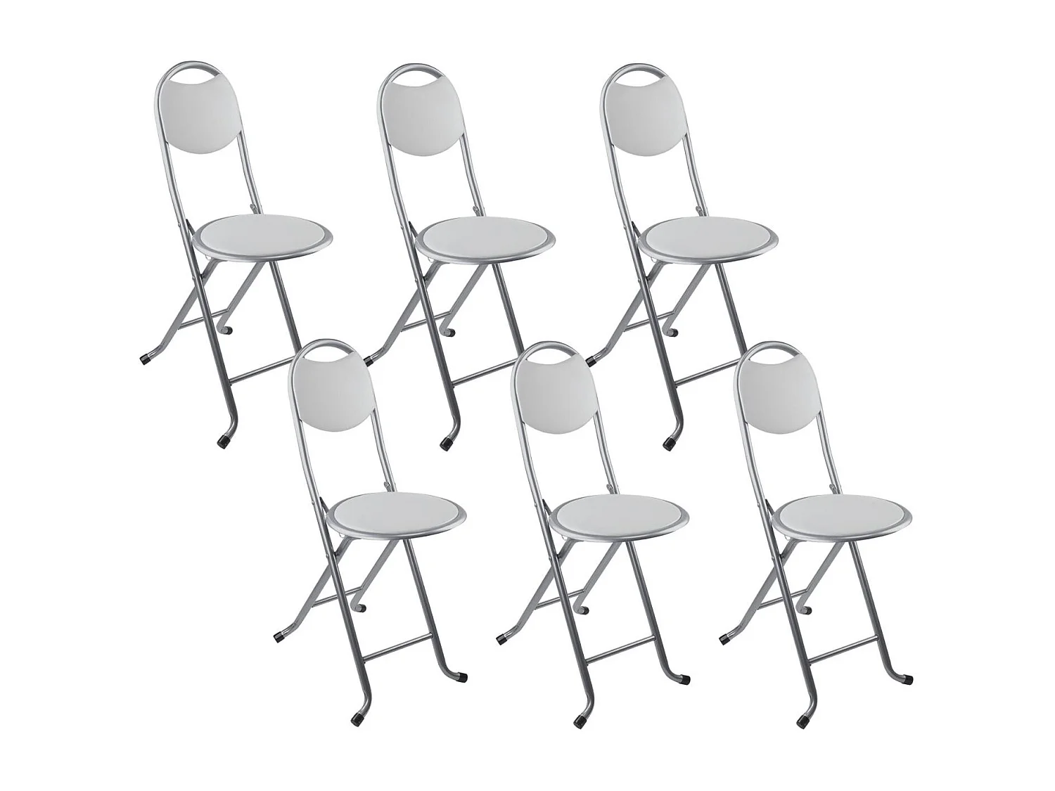 Pack 6 sgabelli pieghevoli con schienale 32x36x73,5 cm Bianco 7house