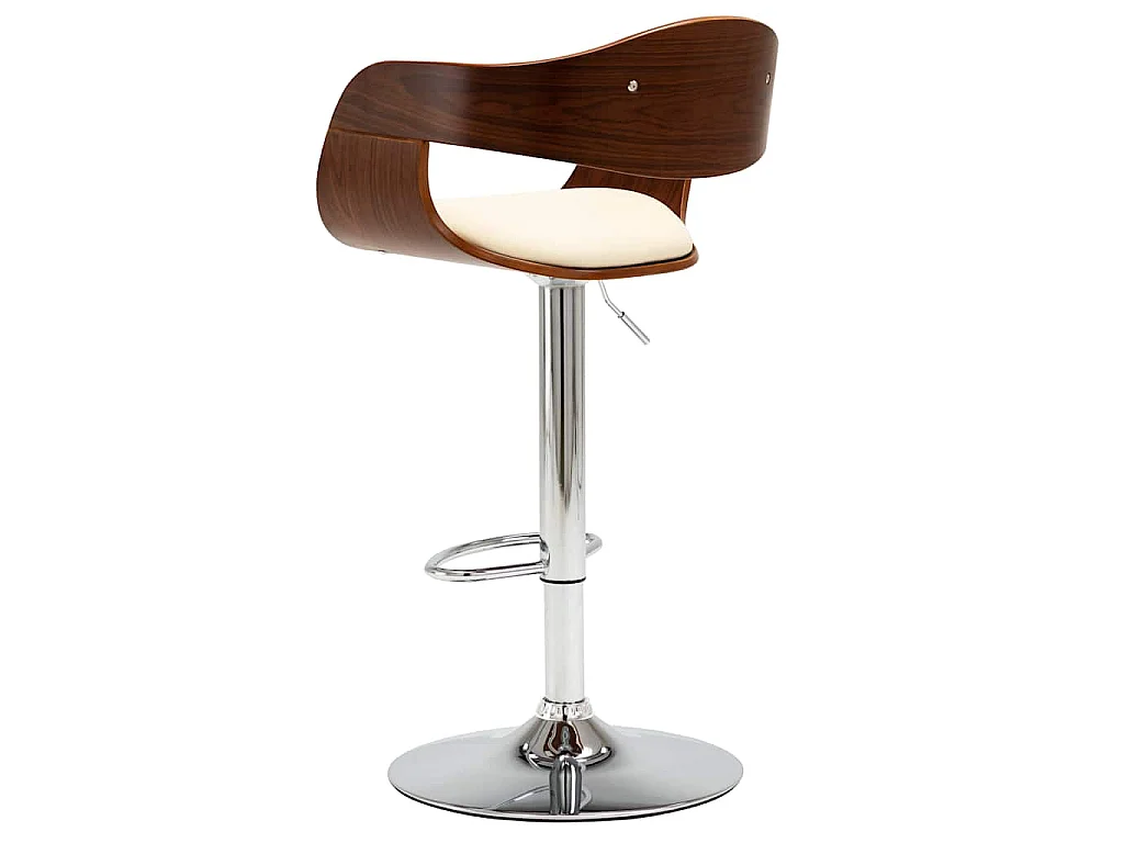 Chaises de bar lot de 2 crème bois courbé et similicuir