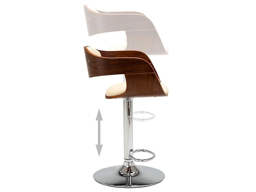 Chaises de bar lot de 2 crème bois courbé et similicuir