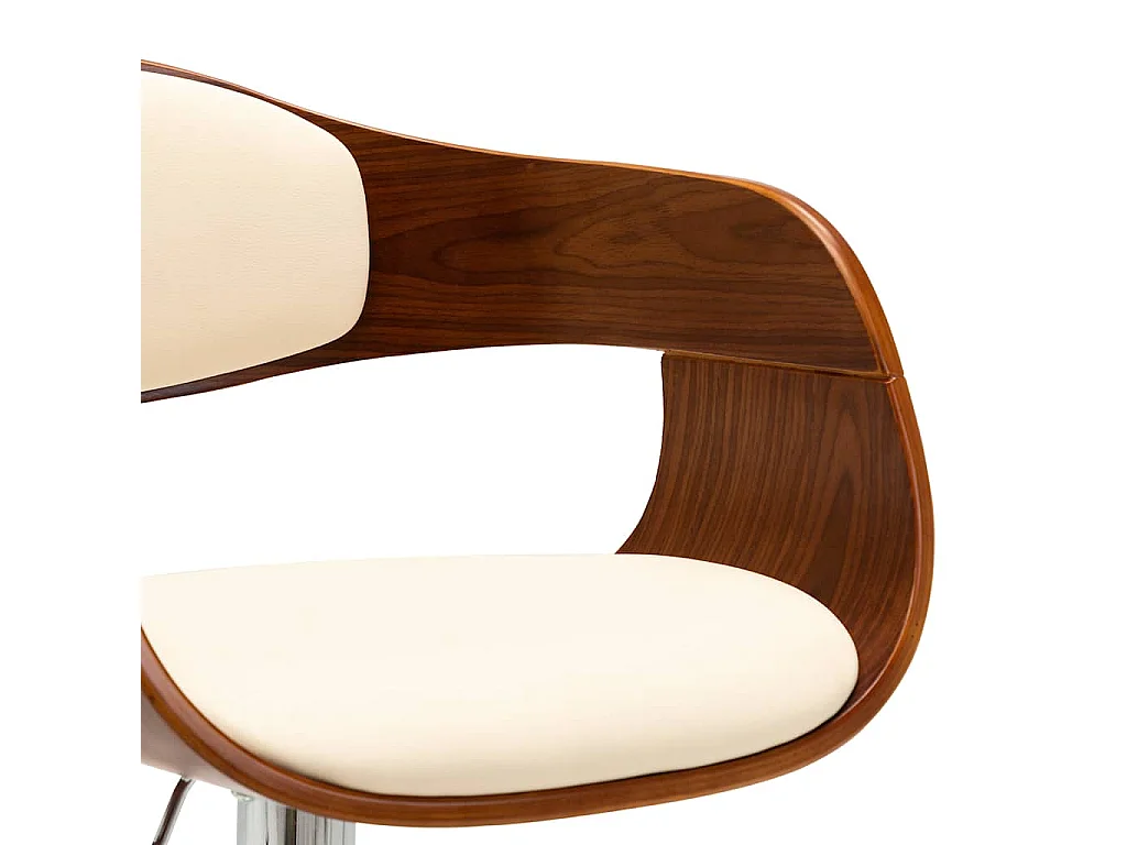Chaises de bar lot de 2 crème bois courbé et similicuir