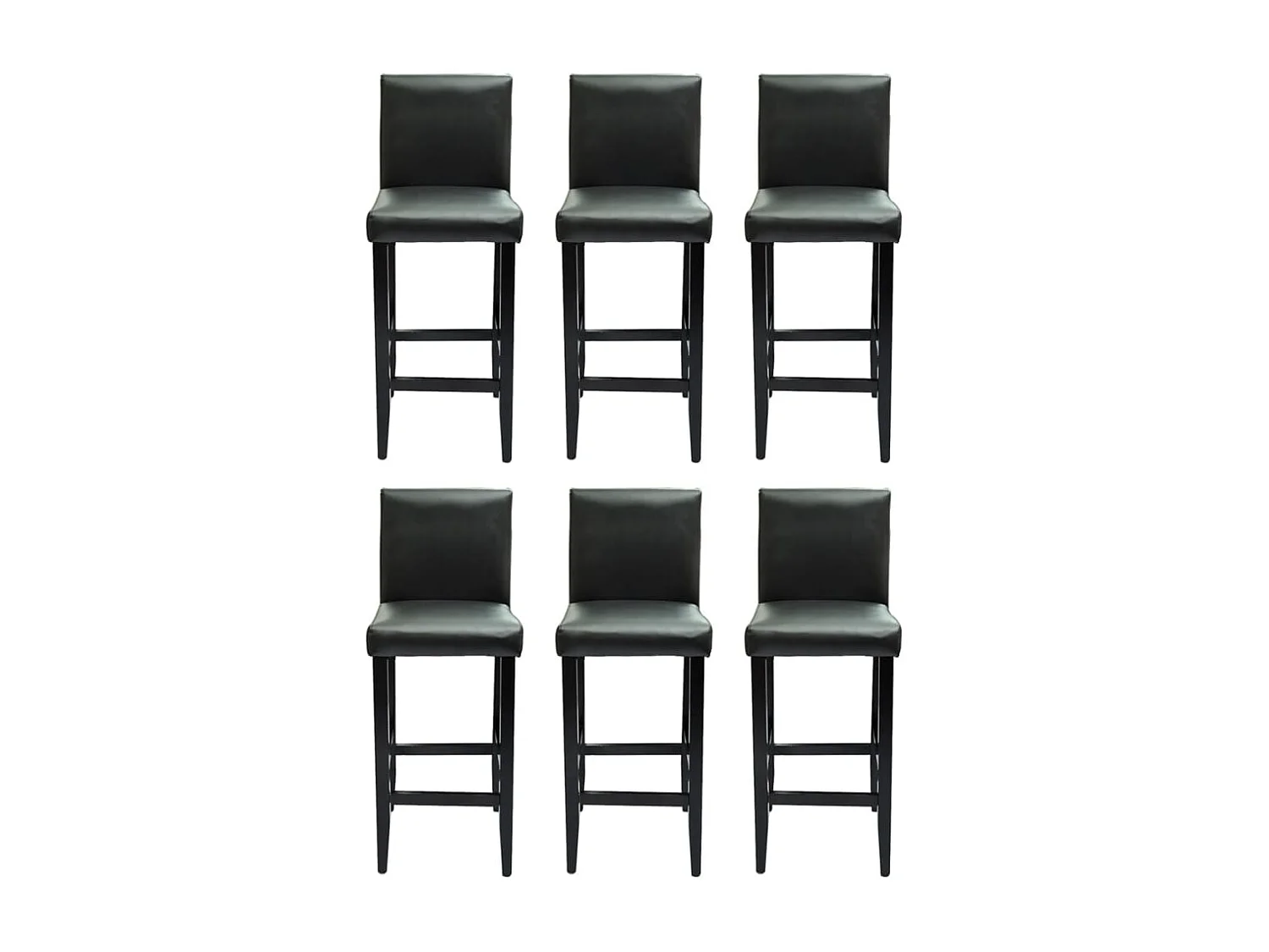 Tabourets de bar lot de 6 noir similicuir