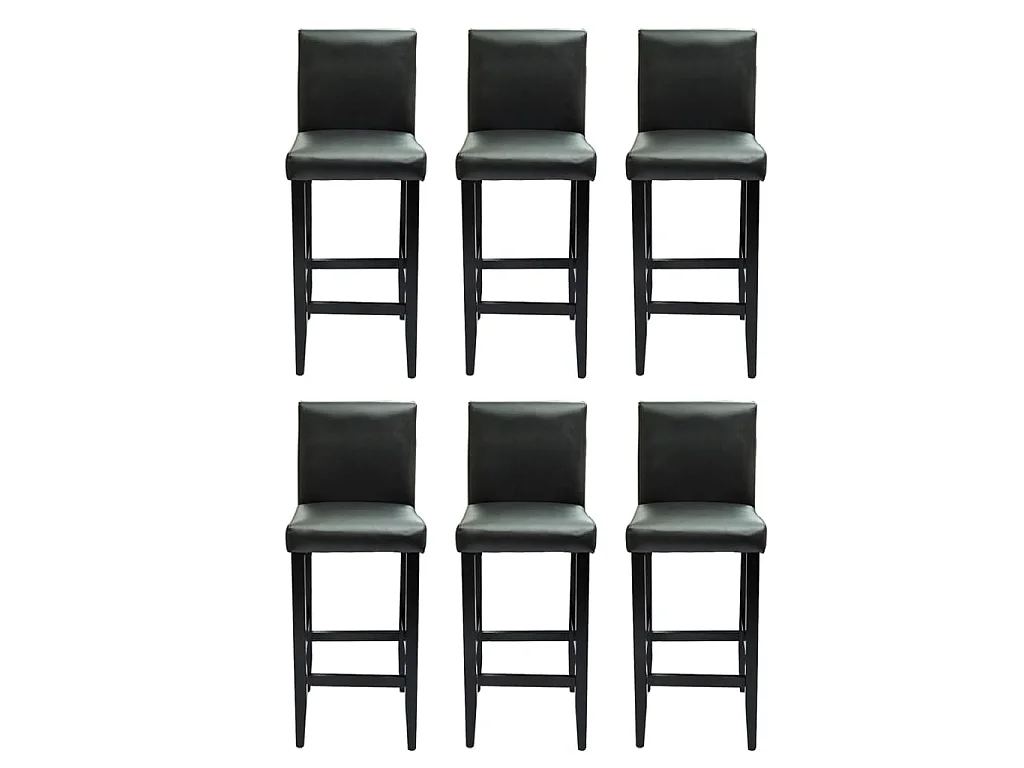 Tabourets de bar lot de 6 noir similicuir