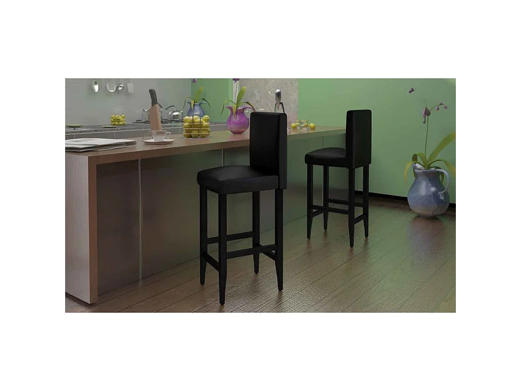 Tabourets de bar lot de 6 noir similicuir
