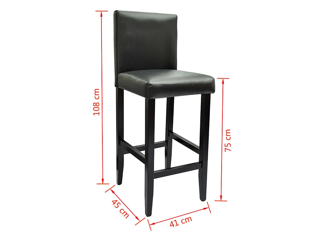 Tabourets de bar lot de 6 noir similicuir
