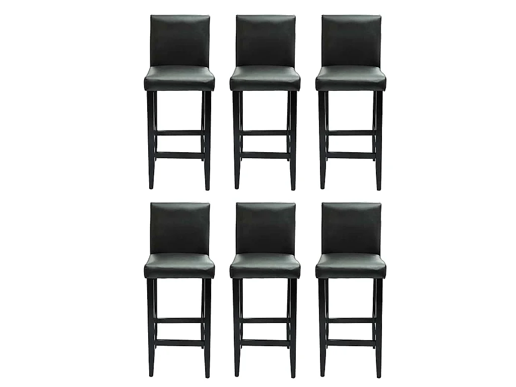 Tabourets de bar lot de 6 noir similicuir