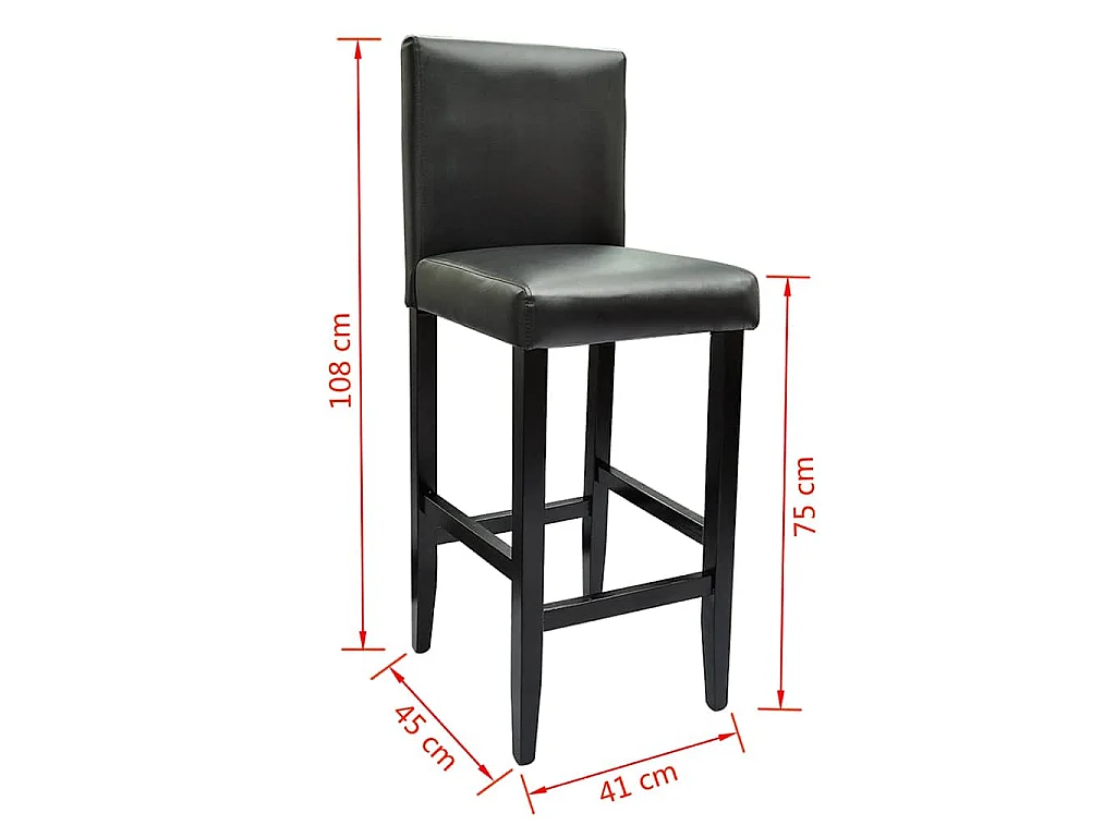 Tabourets de bar lot de 6 noir similicuir