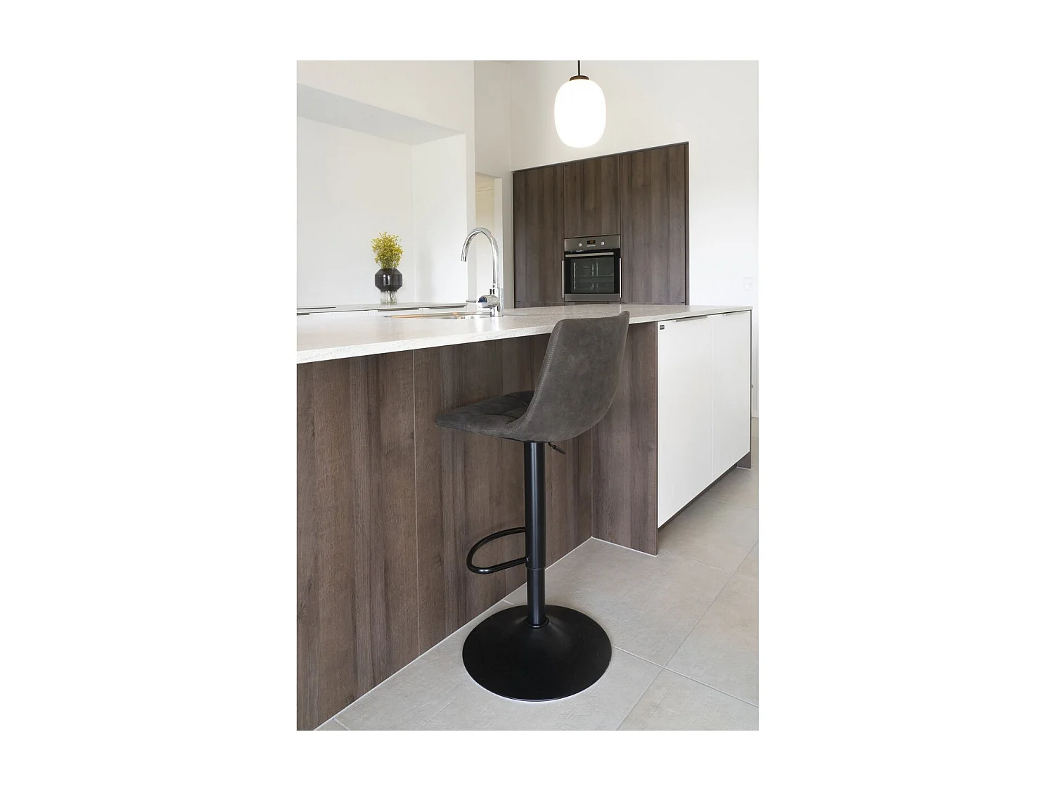 Set van 2 Hoge Krukken Middelfart, Grijs, 43x43x108 cm, EPIKASA