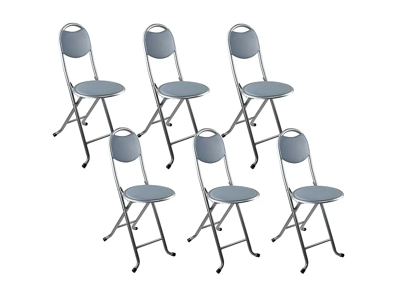 Pack 6 Taburetes Plegables con Respaldo 32x36x73.5cm Gris 7house