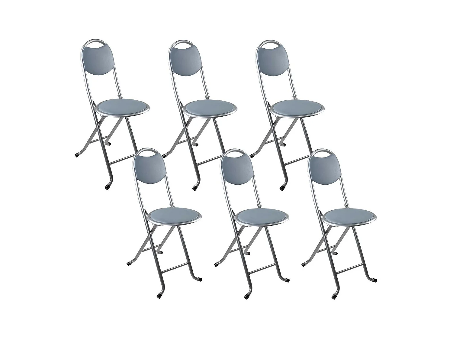 Pack 6 Sgabelli Pieghevoli con Schienale 32x36x73,5 cm Grigio 7house