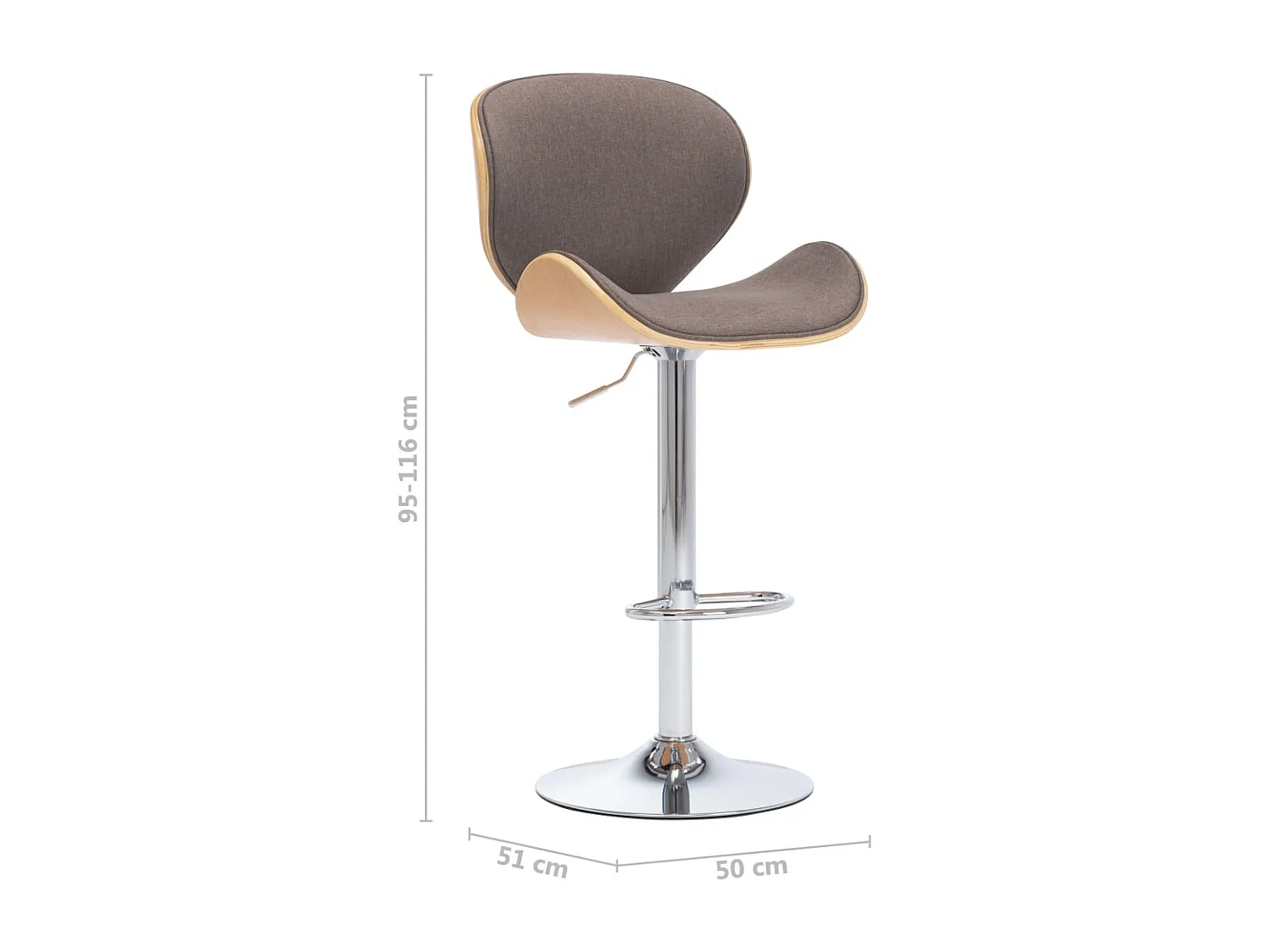 Taburete de cocina de tela color gris taupe