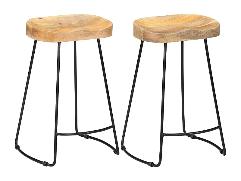 Lot de deux tabourets bois marron 45 x 40 x 62 cm 1202102