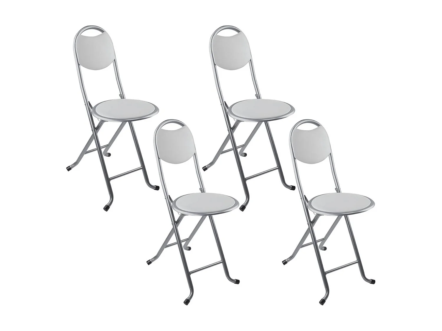 Pack 4 Sgabelli Pieghevoli con Schienale 32x36x73,5 cm Bianco 7house
