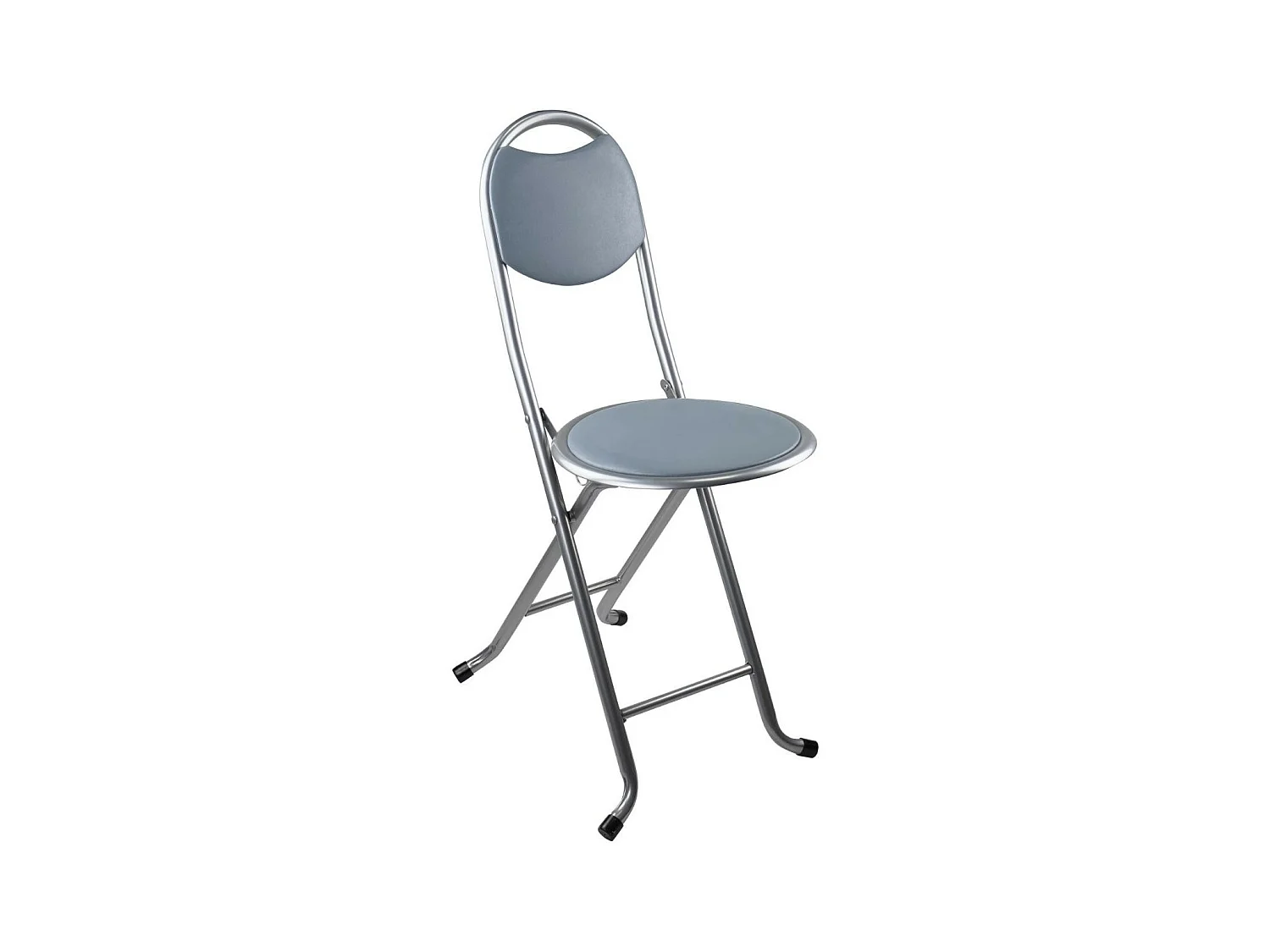 Sgabello Pieghevole con Schienale 32x36x73,5 cm Grigio 7house