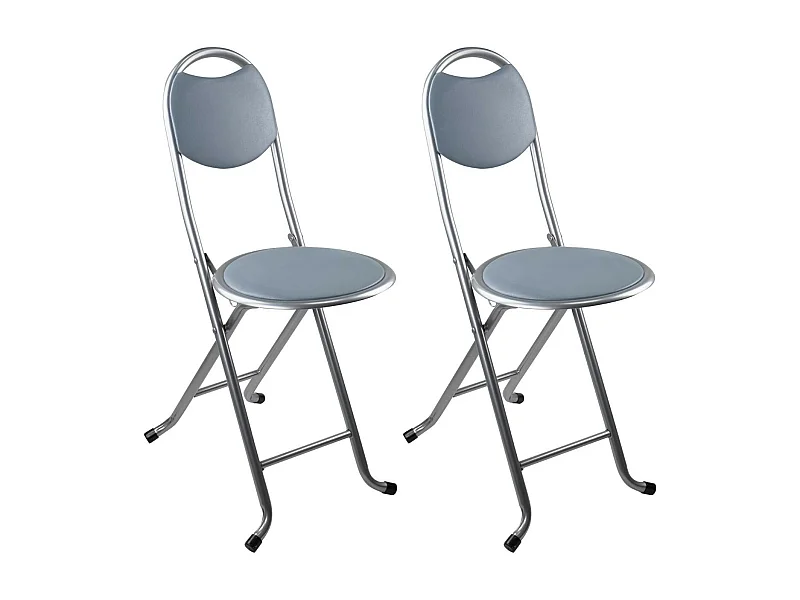 Pack 2 Taburetes Plegables con Respaldo 32x36x73.5cm Gris 7house