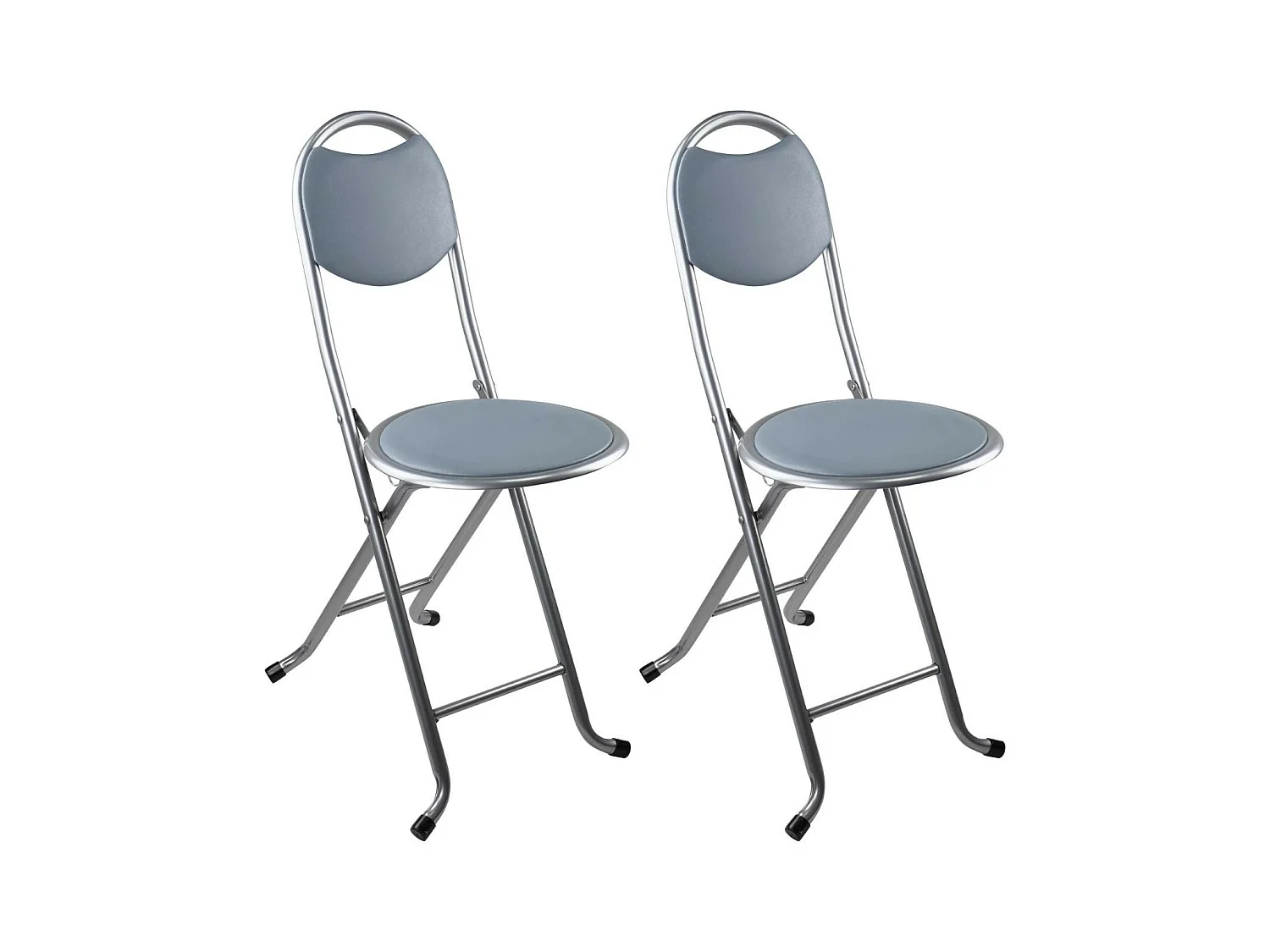 Pack 2 Sgabelli Pieghevoli con Schienale 32x36x73,5 cm Grigio 7house