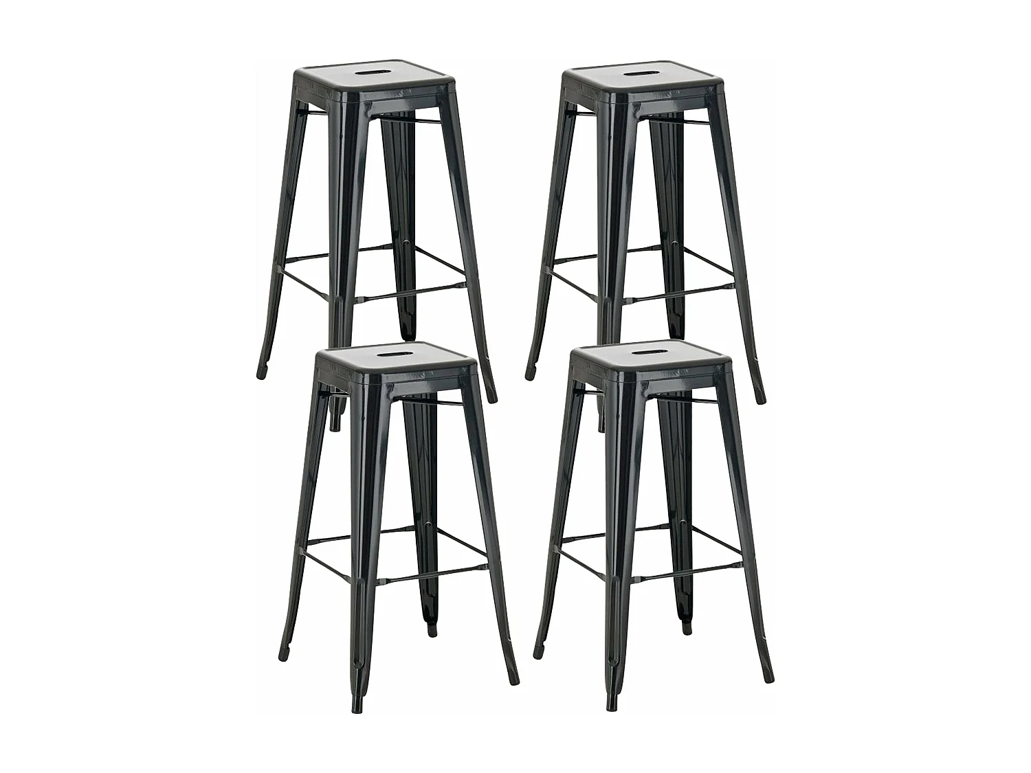 Lot de 4 tabourets métal argentée 43 x 43 x 77 cm 10_0000939