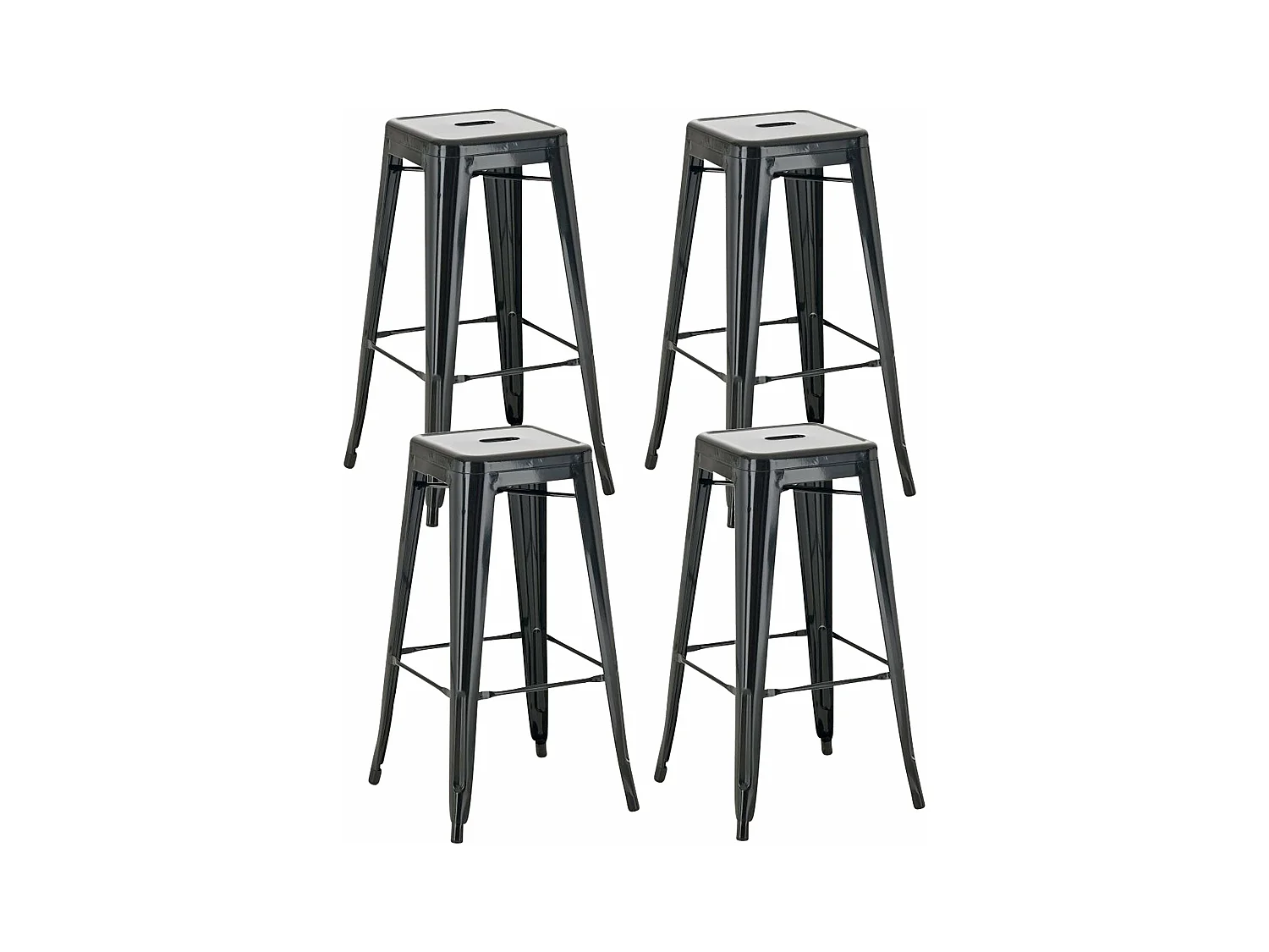 Lot de 4 tabourets métal argentée 43 x 43 x 77 cm 10_0000939