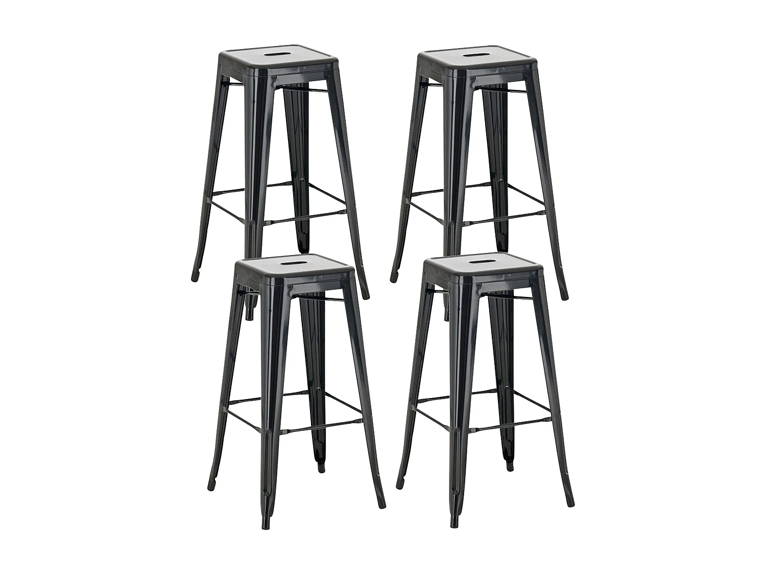 Conjunto de 4 taburetes de bar de estilo industrial con reposapiés de metal negro 10_0000939