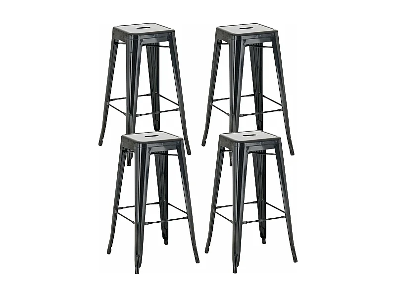 Lot de 4 tabourets métal argentée 43 x 43 x 77 cm 10_0000939