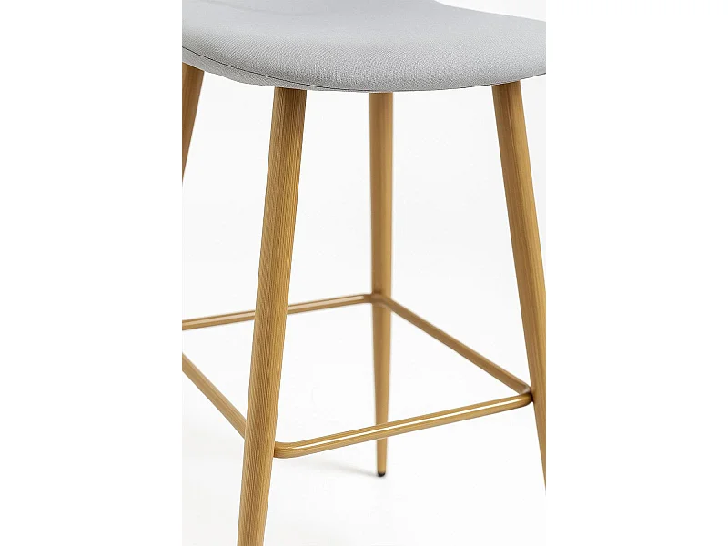 Lote de 4 Taburetes Teok Tela - Gris claro