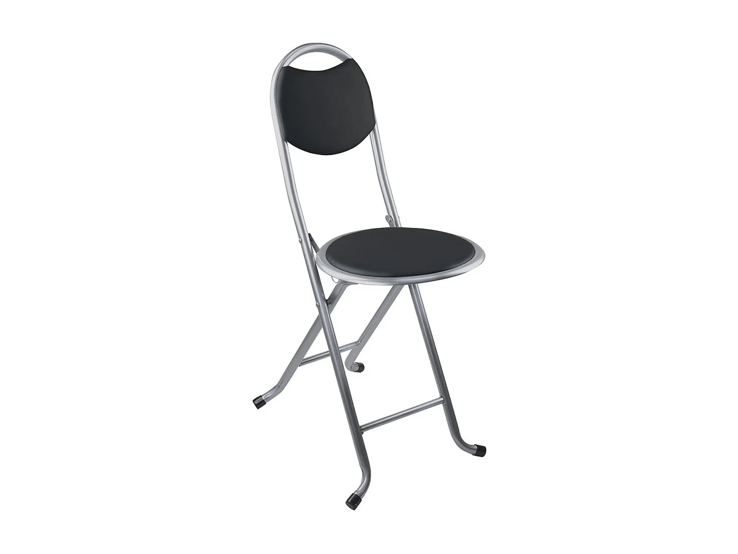 Sgabello pieghevole con schienale 32x36x73,5 cm Nero 7house