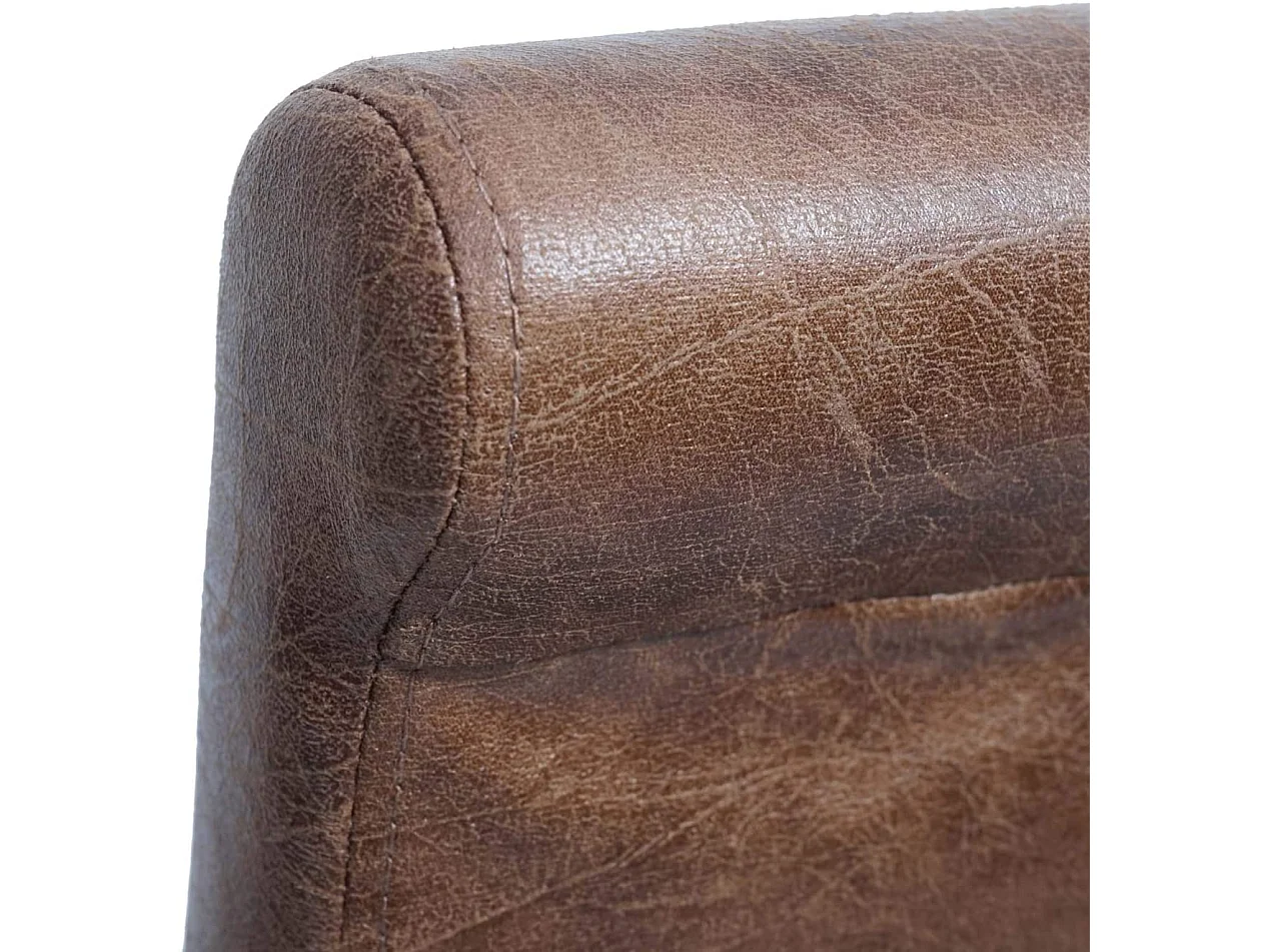 Conjunto de 2 taburetes de bar con patas madera clara efecto piel efecto ante marrón envejecido TDB04009