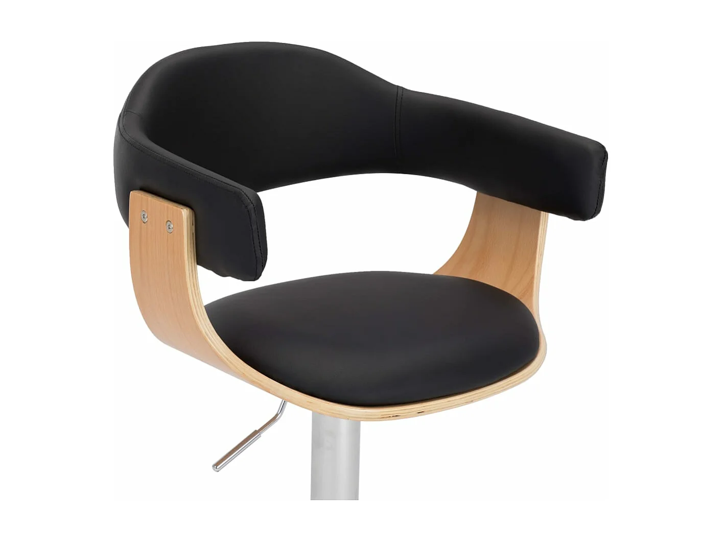 Tabourets de bar lot de 2 noir bois courbé et similicuir