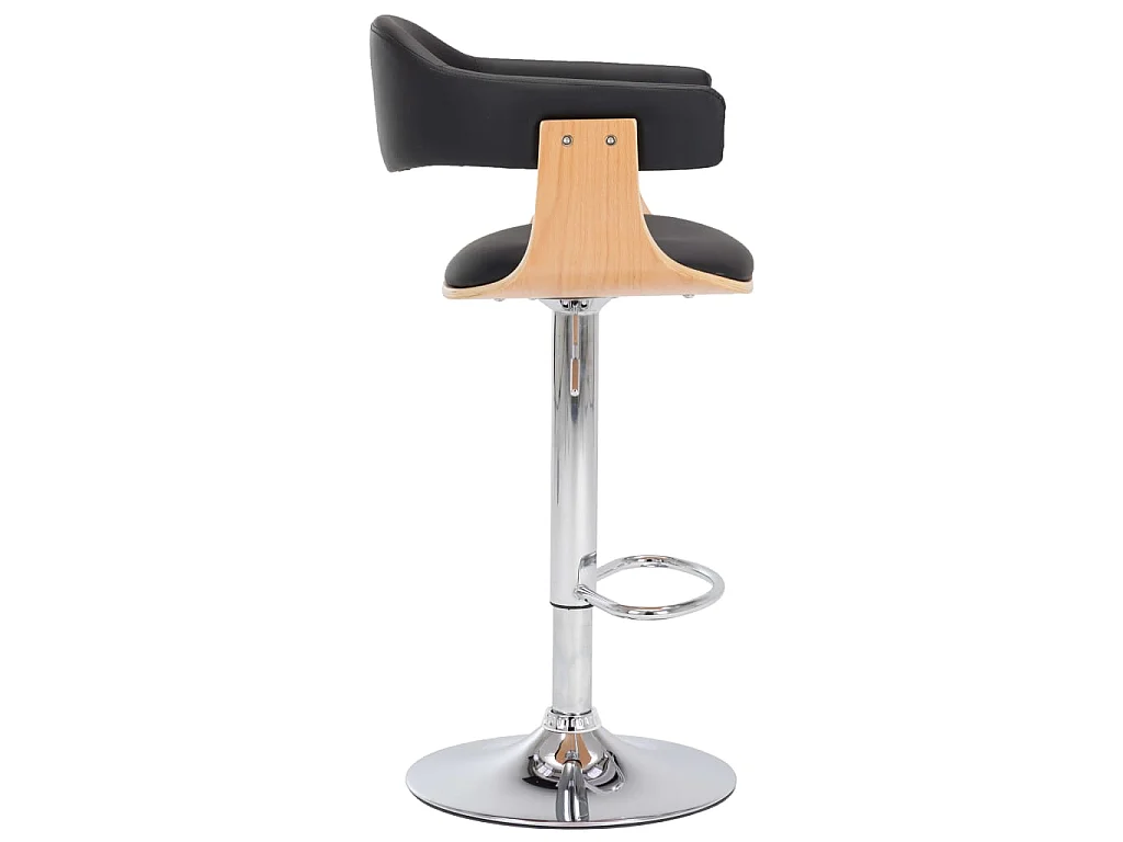 Barkrukken 2 st gebogen hout en kunstleer zwart