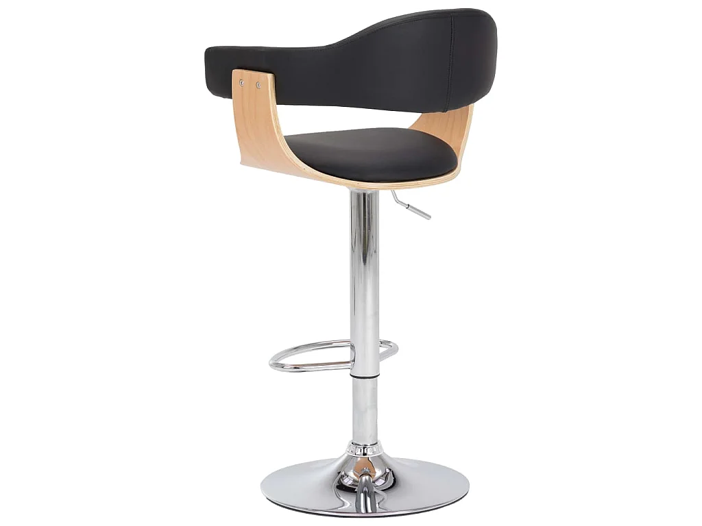 Barkrukken 2 st gebogen hout en kunstleer zwart