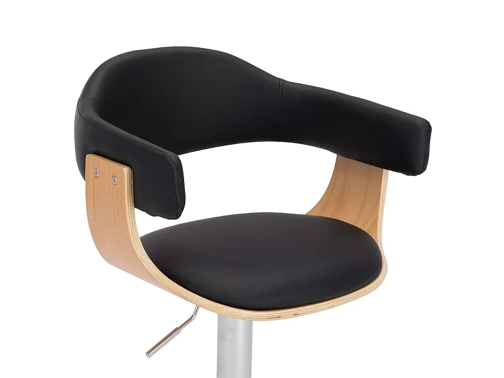 Barkrukken 2 st gebogen hout en kunstleer zwart