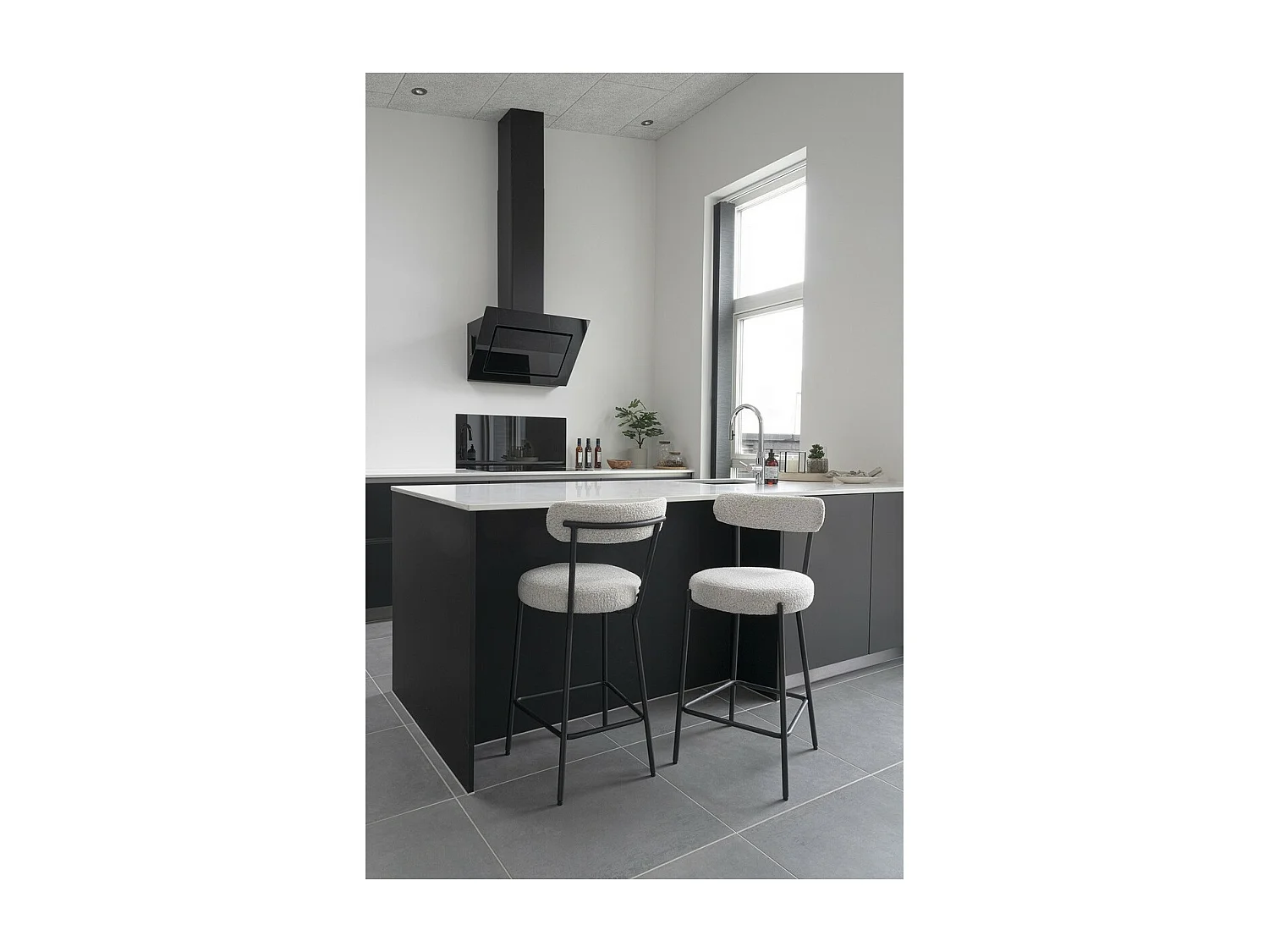 Tabouret Haut Badalona, Blanc, 46x39x90 cm, Seven Design