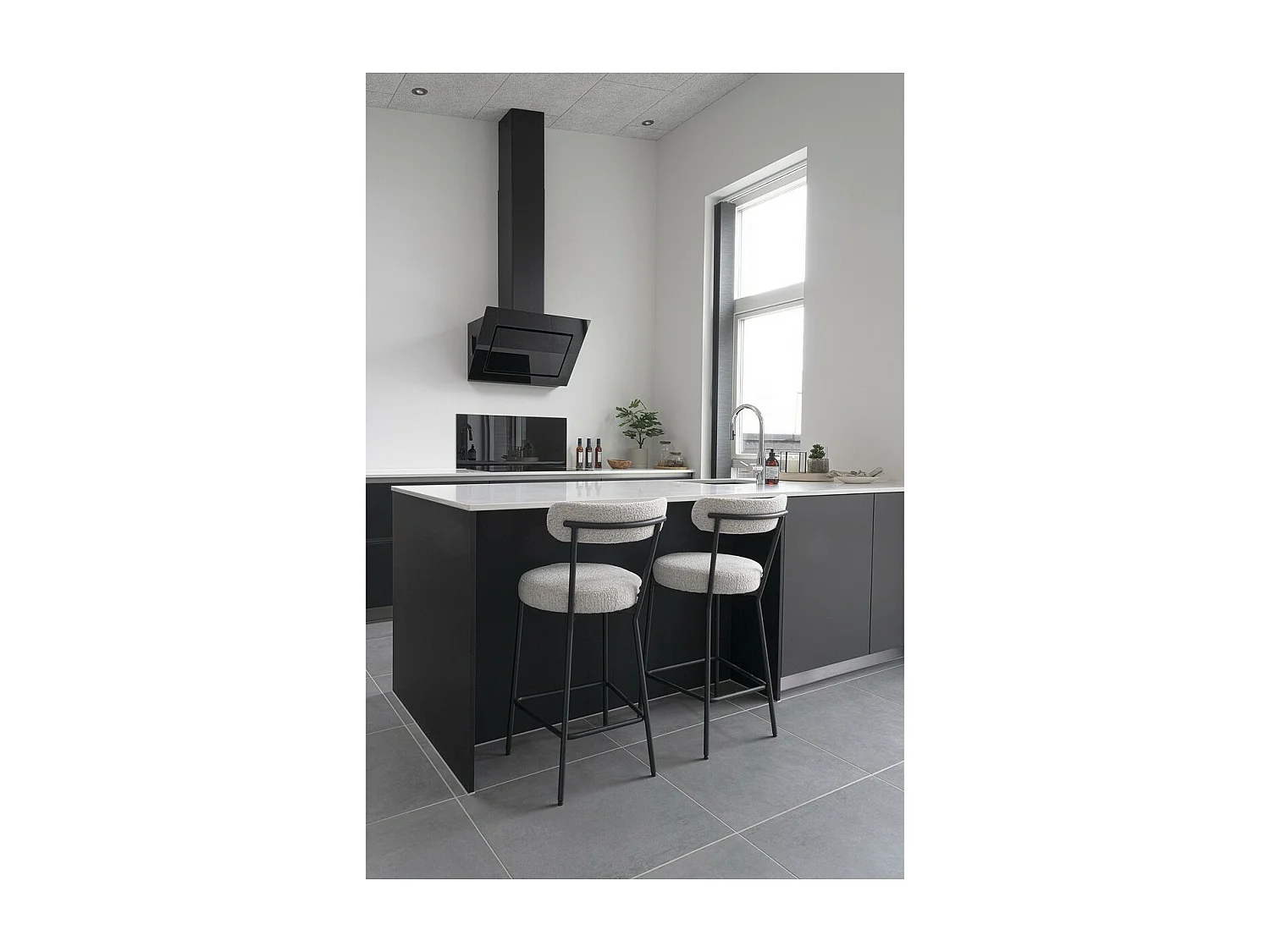 Tabouret Haut Badalona, Blanc, 46x39x90 cm, Seven Design