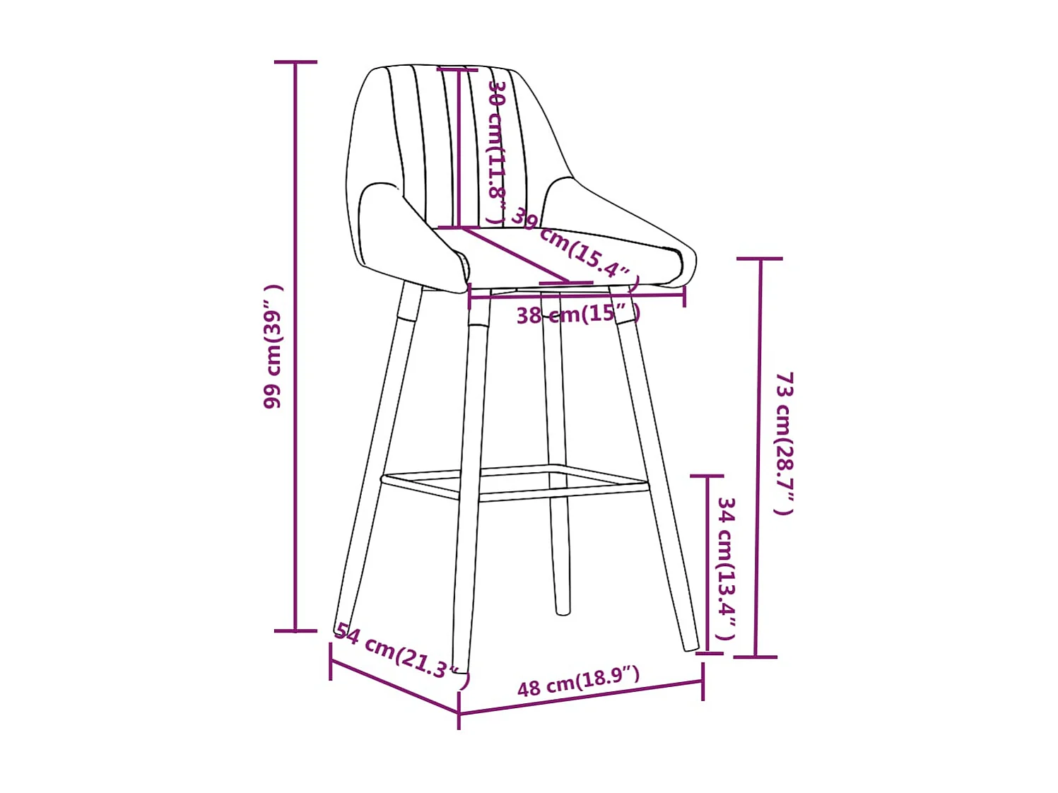 Banco de bar tecido castanho