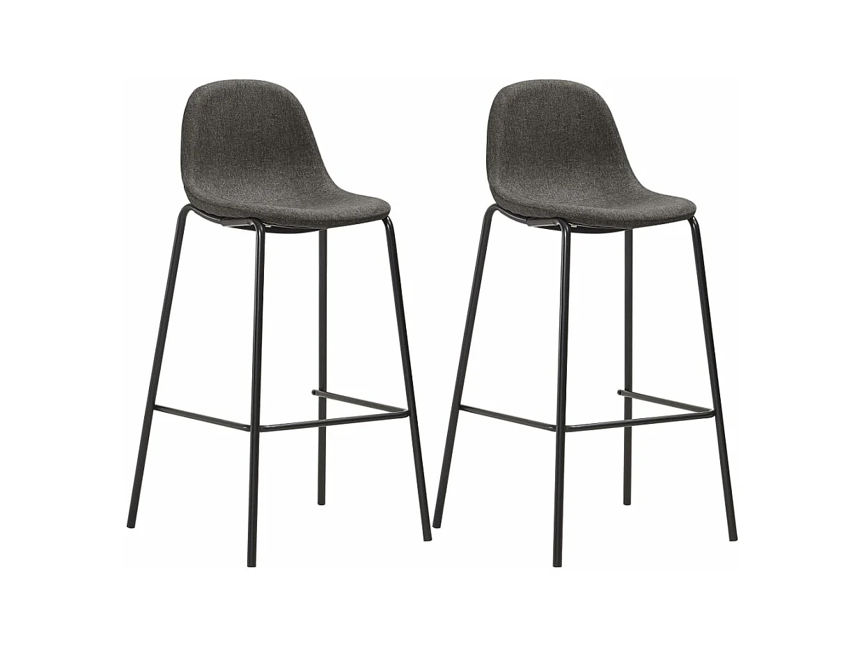 Chaises de bar lot de 2 gris foncé tissu