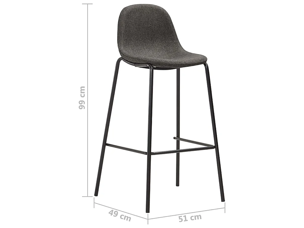 Chaises de bar lot de 2 gris foncé tissu