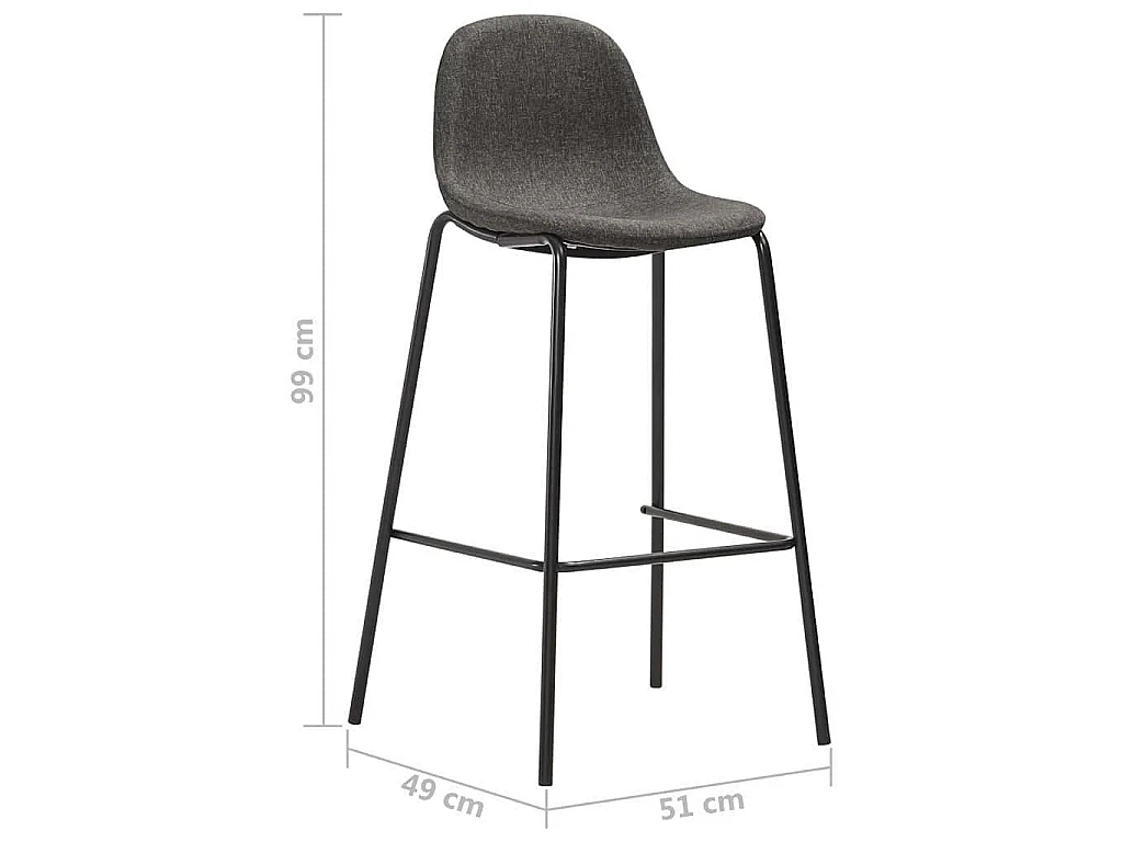 Chaises de bar lot de 2 gris foncé tissu