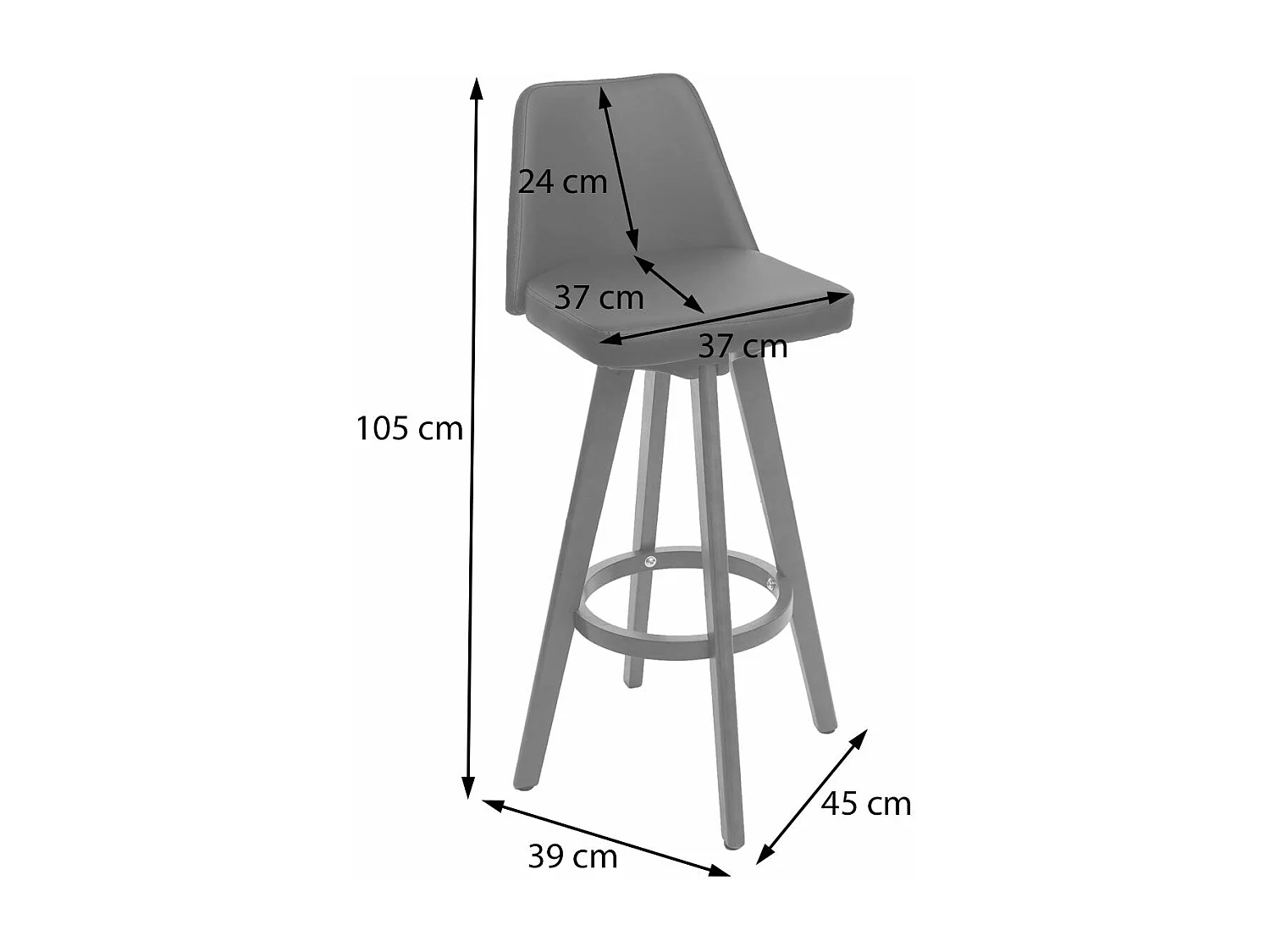 Tabouret de bar chaise bois marron 50 x 50 x 96 cm 04_0005277