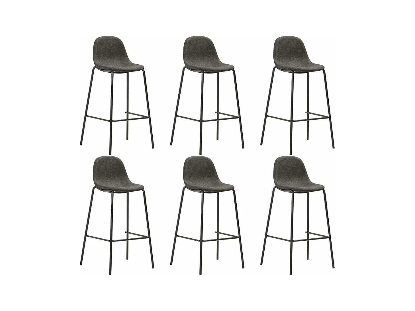 Chaises de bar lot de 6 gris foncé tissu