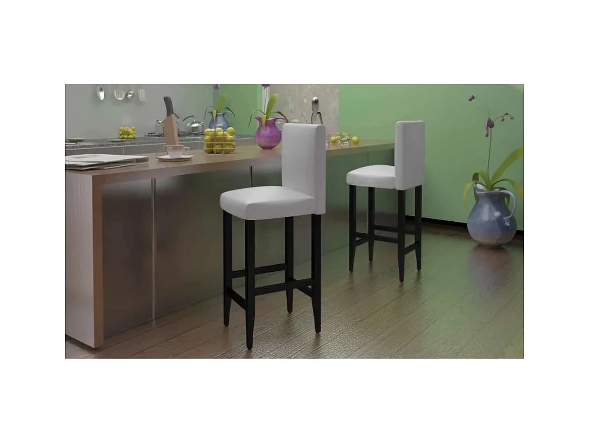 Tabourets de bar lot de 2 blanc similicuir