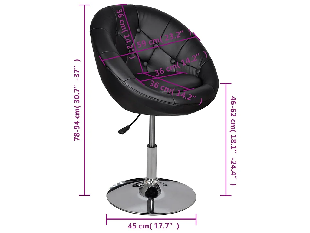 Cocktailsessel Schwarz Kunstleder