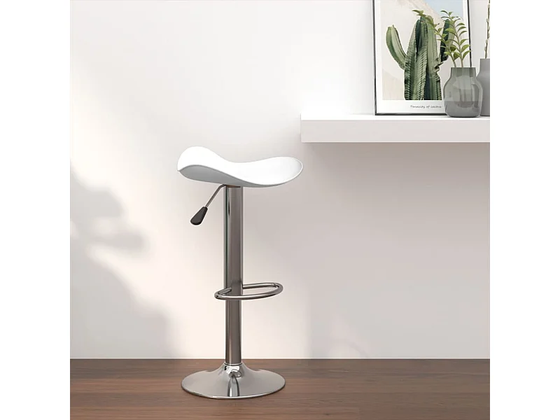 Tabouret de bar Blanc Acier chromé et cuir artificiel