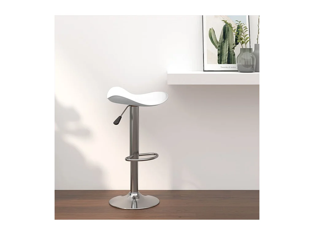 Tabouret de bar Blanc Acier chromé et cuir artificiel