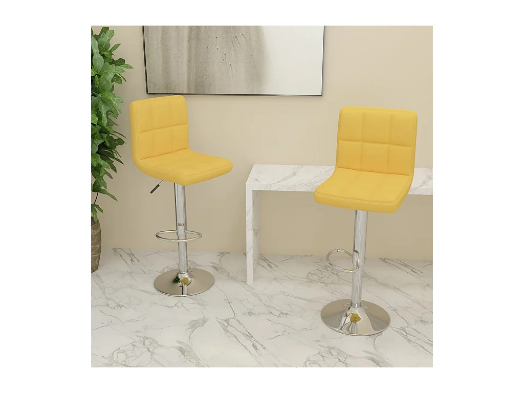Tabourets de bar lot de 2 jaune moutarde tissu