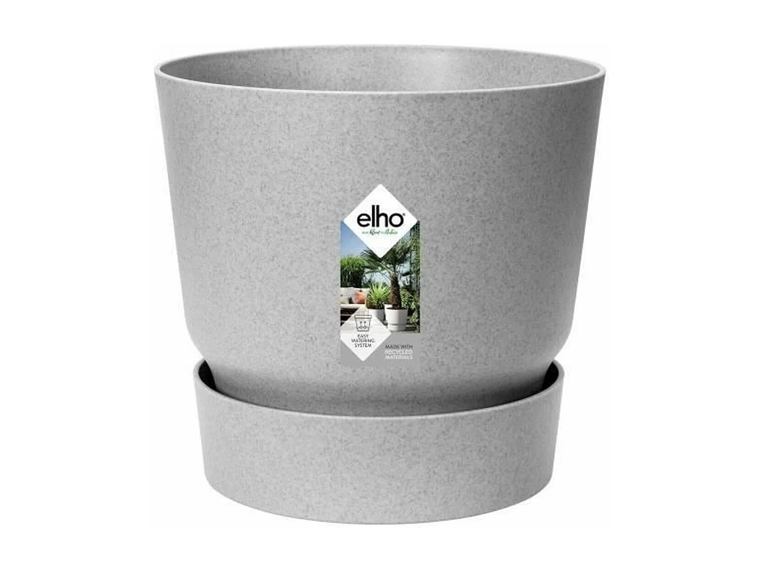 Pot de fleurs rond gris béton Ø 24,48 x 23,31 cm