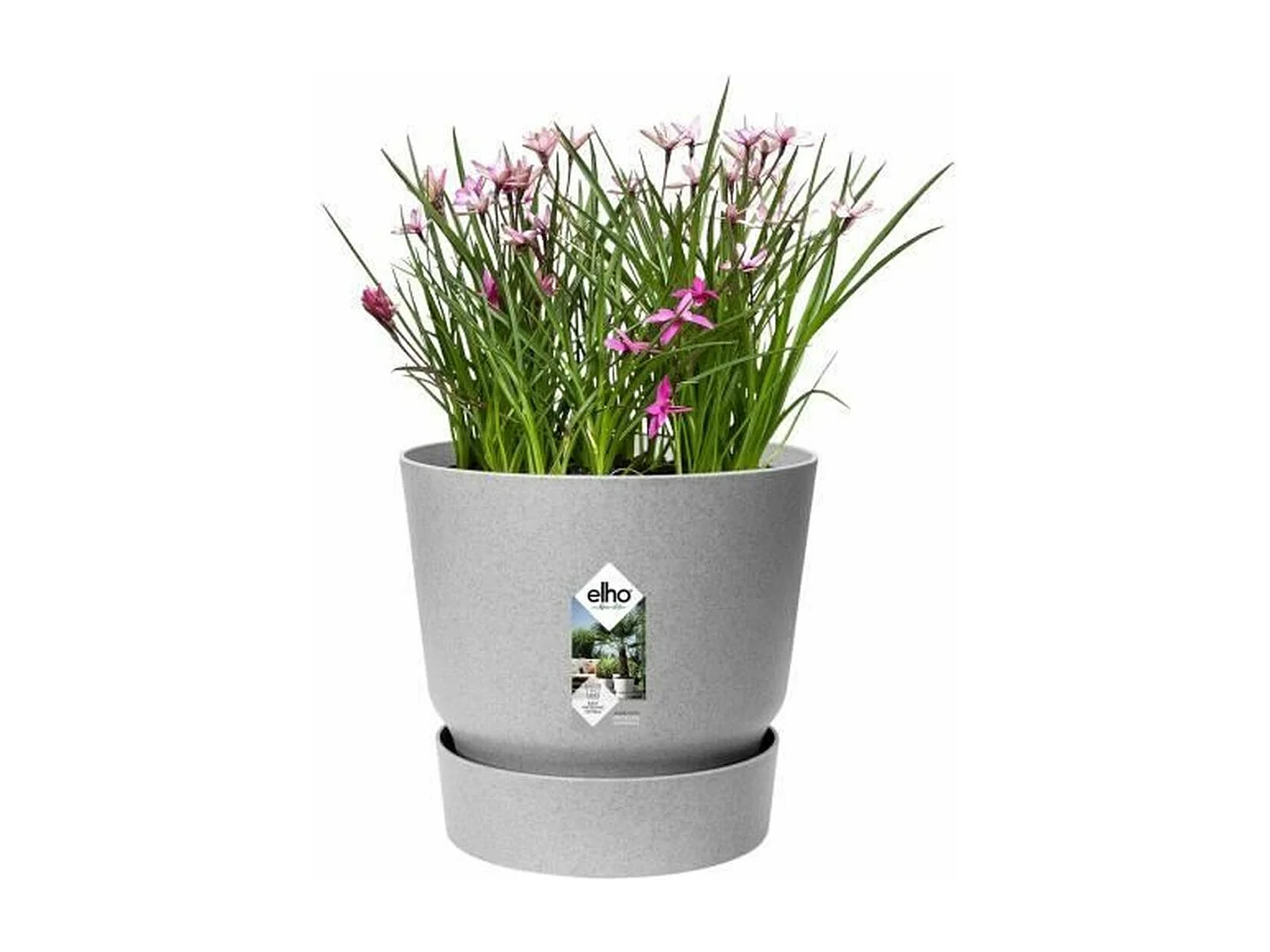 Pot de fleurs rond gris béton Ø 24,48 x 23,31 cm