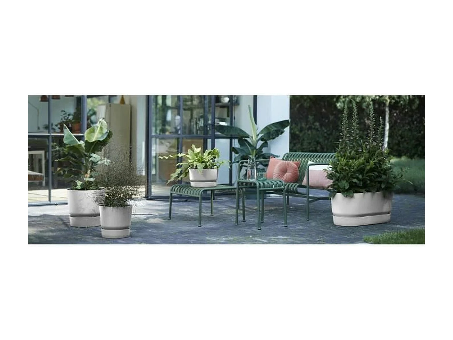 Pot de fleurs rond gris béton Ø 24,48 x 23,31 cm