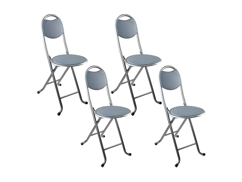 Pack 4 Taburetes Plegables con Respaldo 32x36x73.5cm Gris 7house