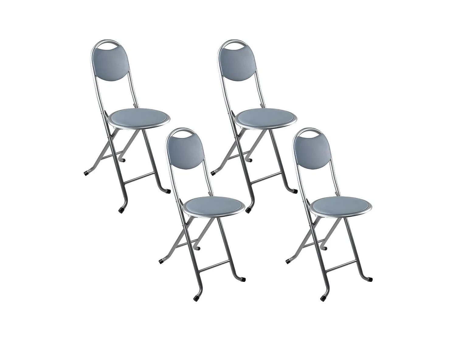 Pack 4 Sgabelli Pieghevoli con Schienale 32x36x73,5 cm Grigio 7house